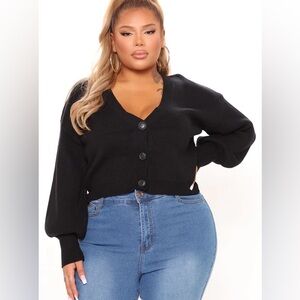 Fashion Nova Black Button-Up Cardigan